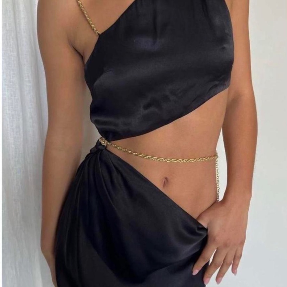 Meshki cutout dress with gold chain
